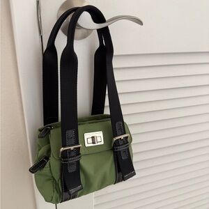 Kenneth Cole Reaction Green Mini Nylon Shoulder Bag with Black Straps